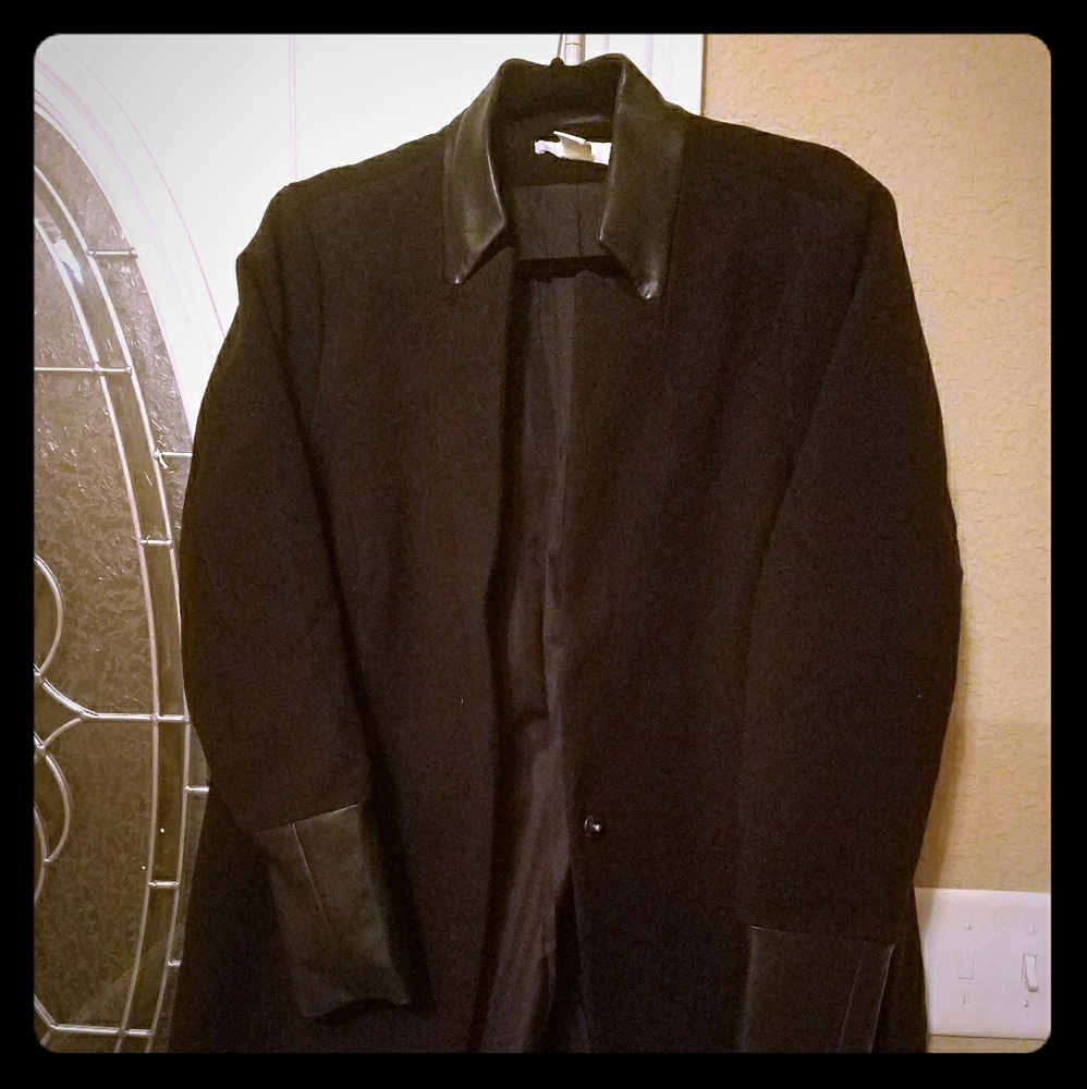 H&M Wool Coat w/ Faux Leather Trim